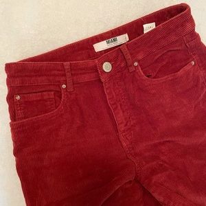 Red High-Waisted Corduroys